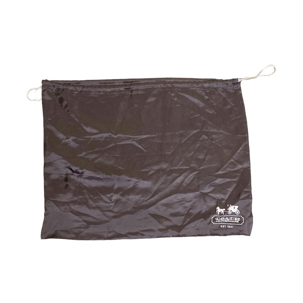 Coach Drawstring Dust Bag Size 19" x 15" White Satin Brown Logo